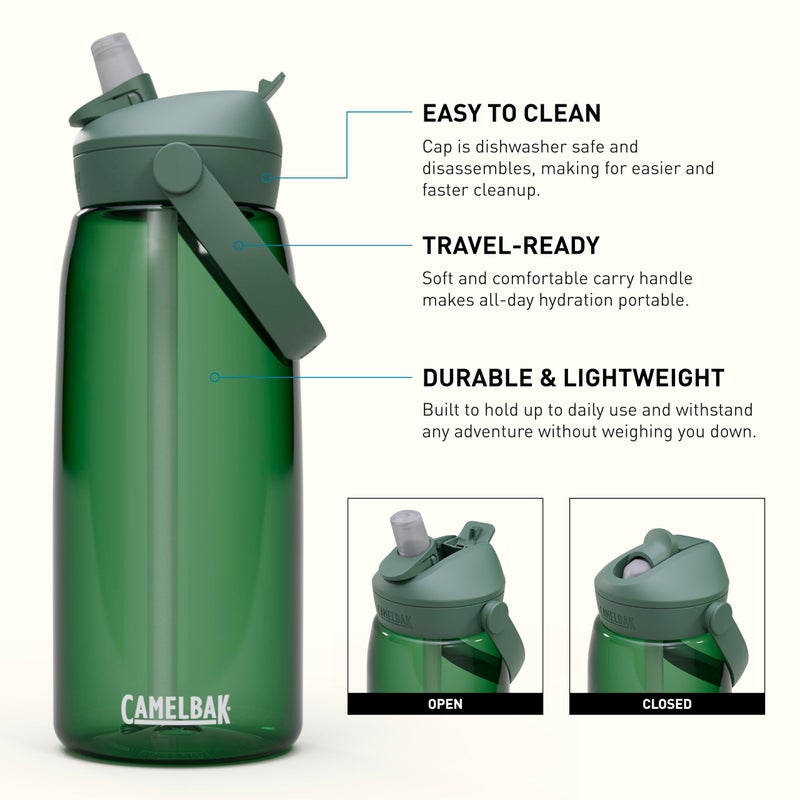 كاميلباك زجاجة مياه من CamelBak Thrive Flip Straw Tritan Renew بلون الغابة الخضراء، 32oz - Image 2